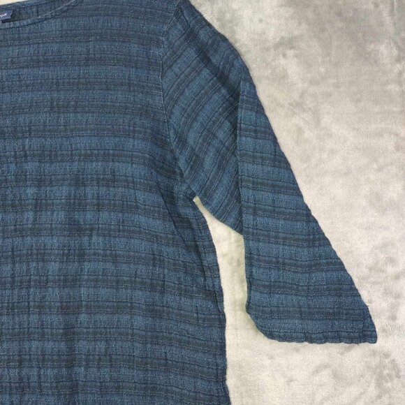 Pure Jill Women S Blue Versatile Modest Minimalist Edgy Slouchy LongSleeve Shirt - Picture 6 of 6